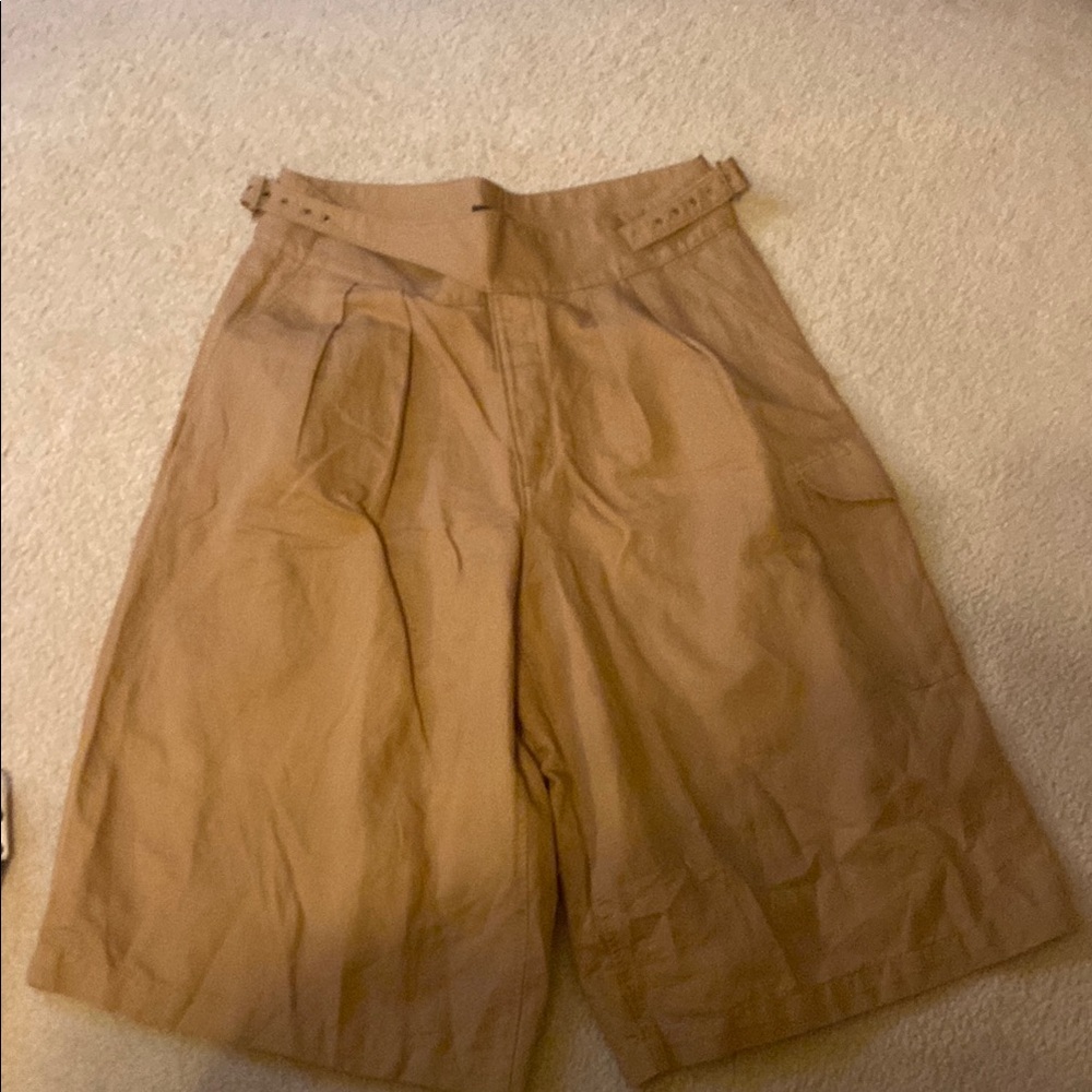 Tan High-Waisted Shorts